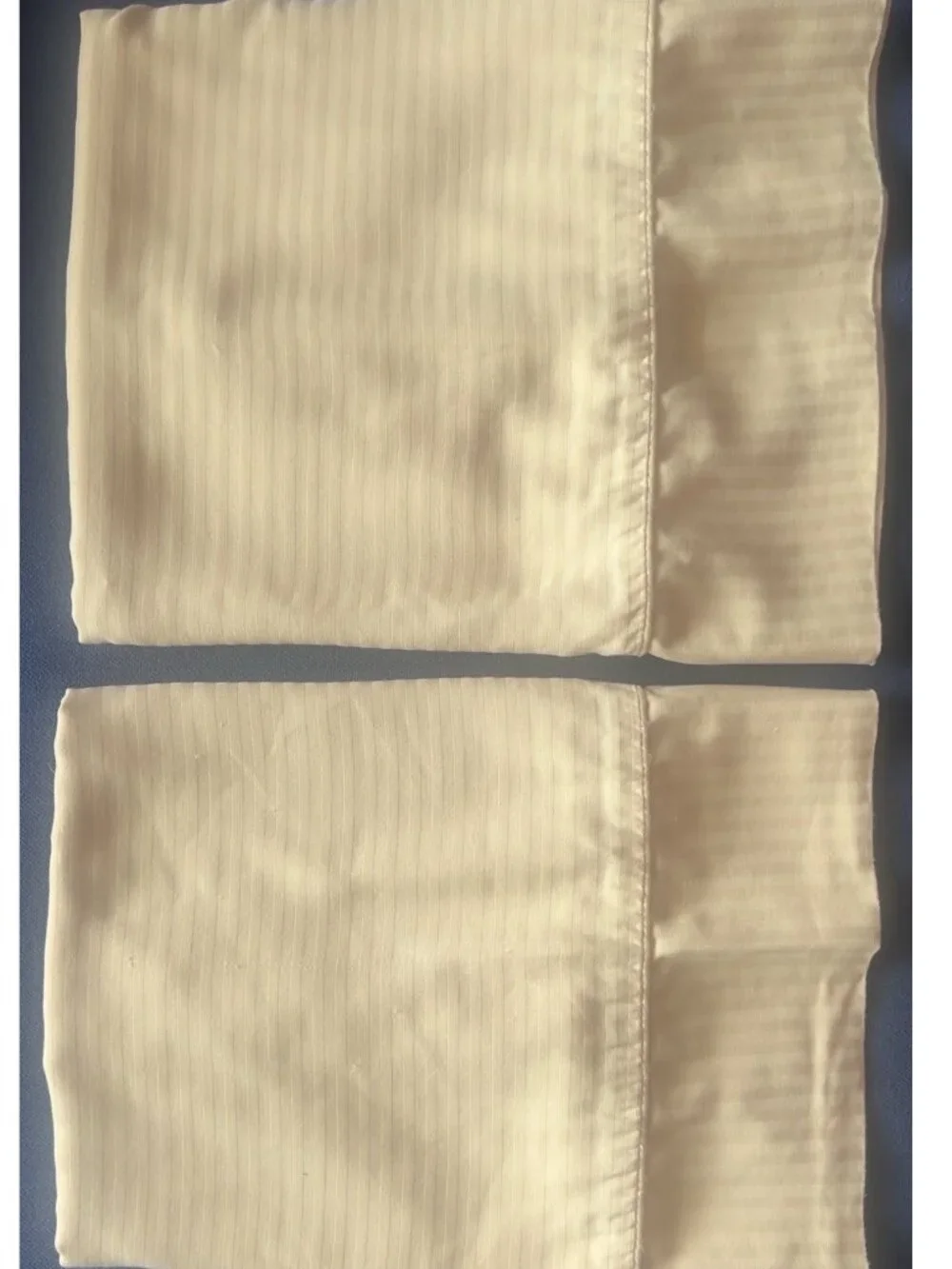 Pair ROYAL SATEEN Pillowcases KING Size Yellow 100% Egyptian Cotton Muted Stripe